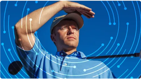 man focused golfing