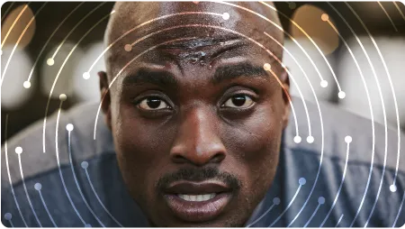 man sweating and focused